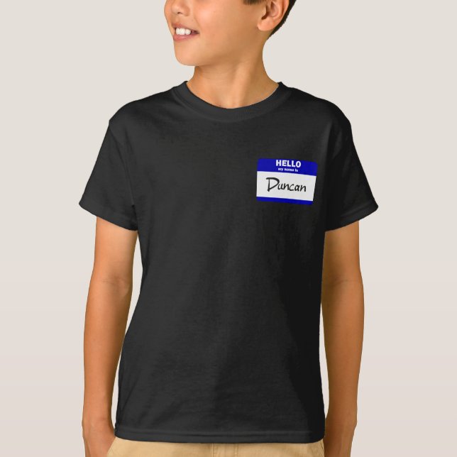 Hello My Name Is Duncan (Blue) T-Shirt (Front)