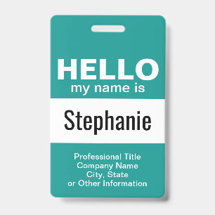 Hello my name is - event pass - can change colour ID badge
