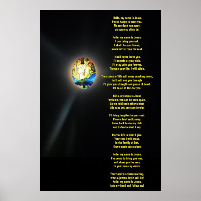 HELLO MY NAME IS JESUS poem Poster (Front)