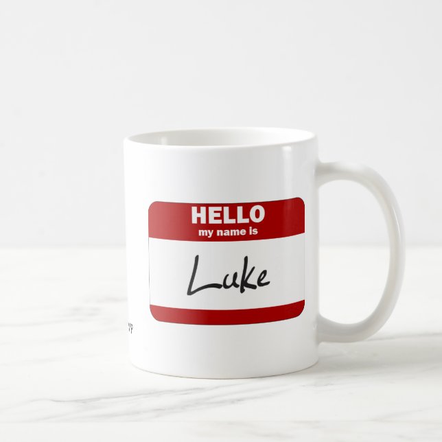 Hello My Name Is Luke (Red) Coffee Mug (Right)