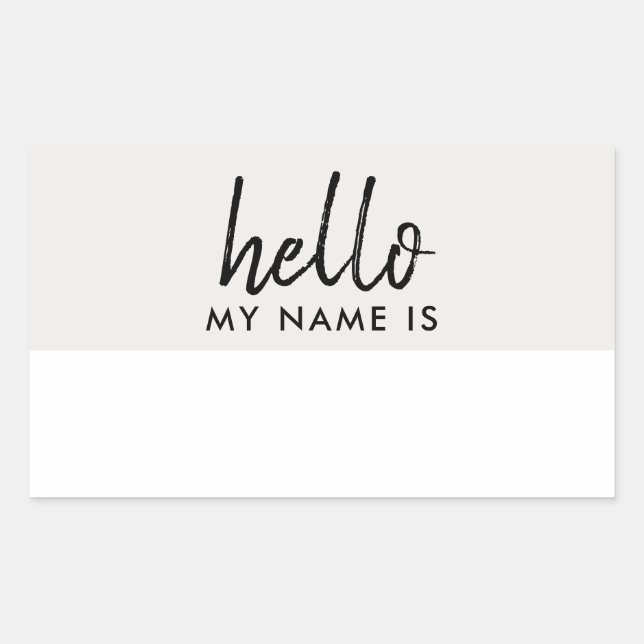 Hello My Name Is | Modern Minimalist Script Rectangular Sticker (Front)