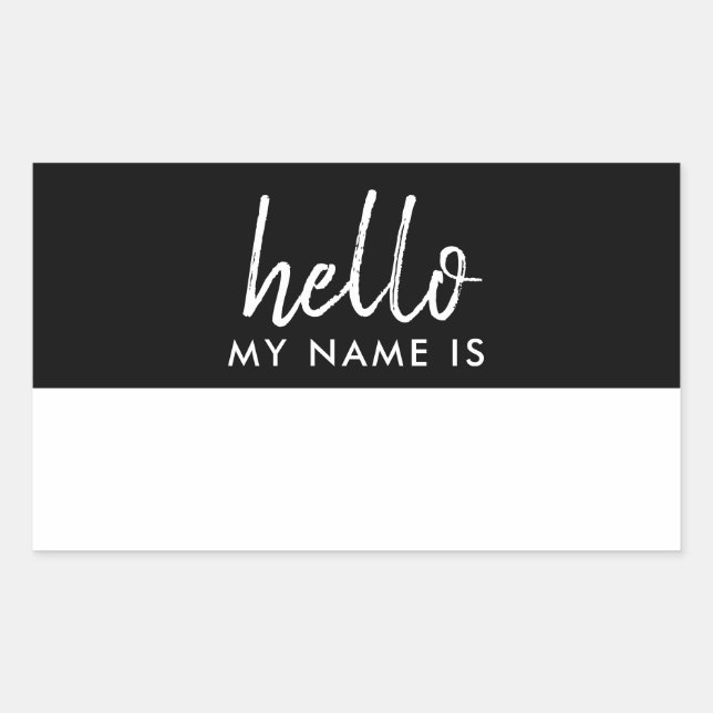 Hello My Name Is | Modern Minimalist Script Rectangular Sticker (Front)