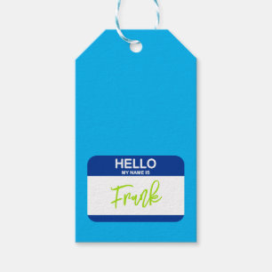 Hello My NAME Is Nametag Blue Office Event Fun Gift Tags