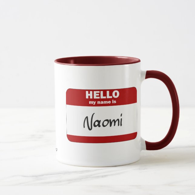 Hello My Name Is Naomi (Red) Mug (Right)