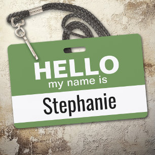 Hello my name is - personalised - can change colou ID badge