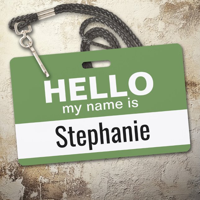 Hello my name is - personalised - can change colou ID badge (Hello Name Badge with Custom Name)