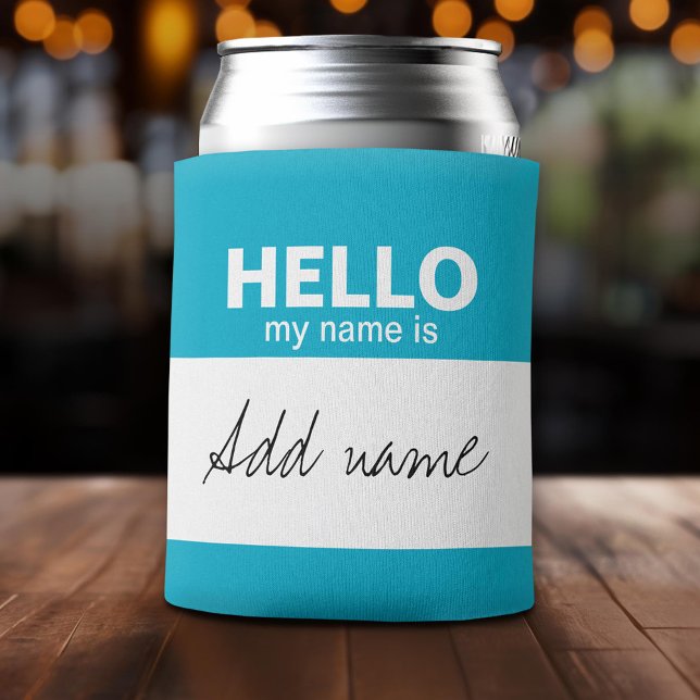 Hello my name is - personalised can cooler (Funny Can Cooler - Add Your name for a great handout or the next office party favor)