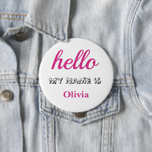 Hello My name is Personalised Hello Gifts 10 Cm Round Badge