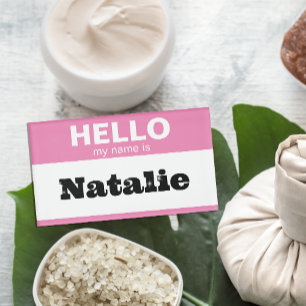 Hello My Name Is Personalised Modern Baby Magnetic Tag