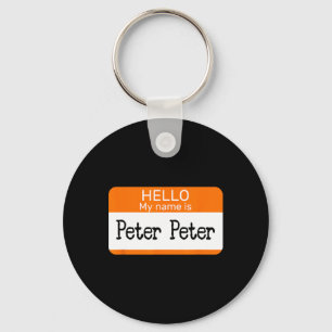 Hello My Name Is Peter Sticker Name Tag On A Shirt Key Ring