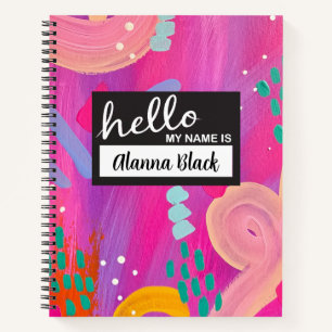 Hello My Name Is Pink Abstract Aesthetic Notebook 