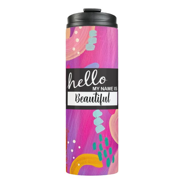 Hello My Name is Pink Playful Girly Aesthetic  Thermal Tumbler (Front)