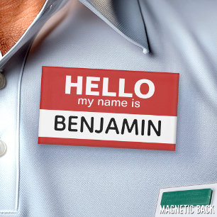 Hello my name is - red - Custom Employee Name Tag