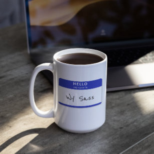 Hello My Name is Rude or Funny Blue Customisable Coffee Mug