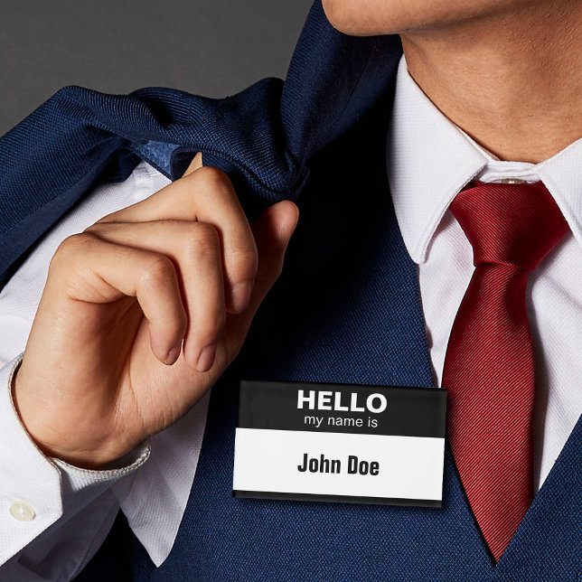 Hello My Name Is - Solid Black Name Tag (Creator Uploaded)