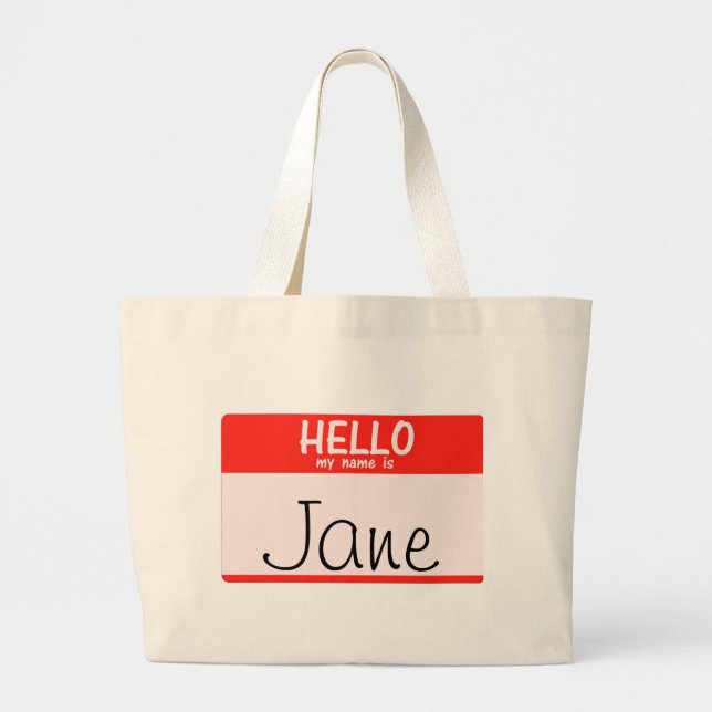 Hello My Name Is _______ Totebag Large Tote Bag (Front)