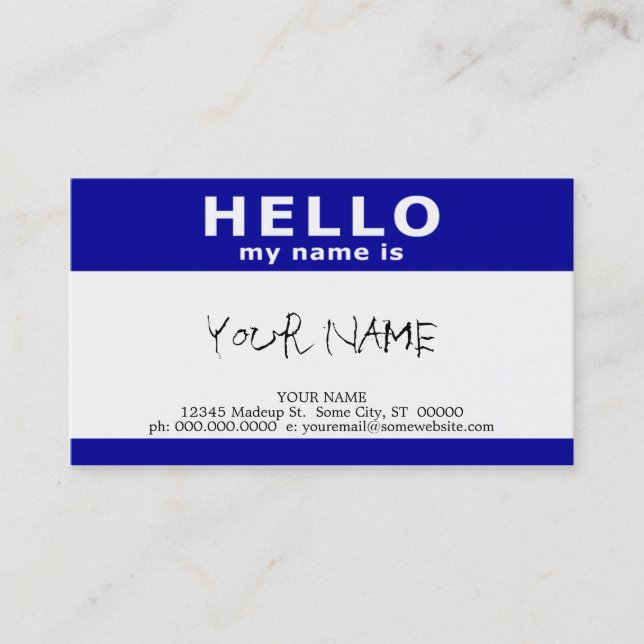 hello my name is (with QR code) Business Card (Front)