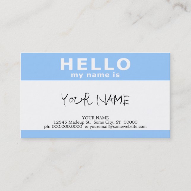 hello my name is (with QR code) Business Card (Front)