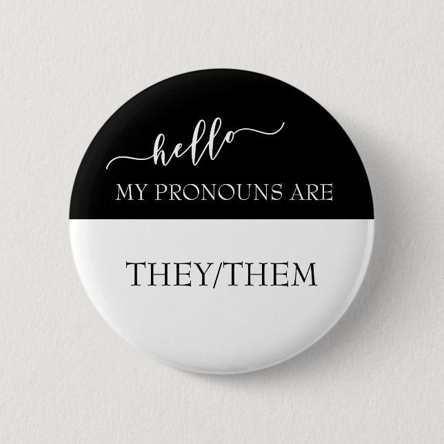 Hello My Pronouns are They Them  6 Cm Round Badge (Front)