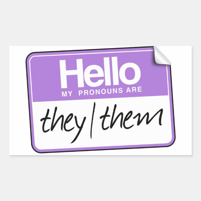 Hello my pronouns are: They Them  Rectangular Sticker (Front)