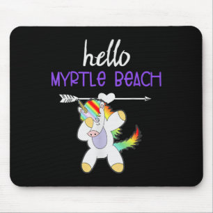 Hello Myrtle Beach South Carolina Dabbing Unicorn Mouse Pad