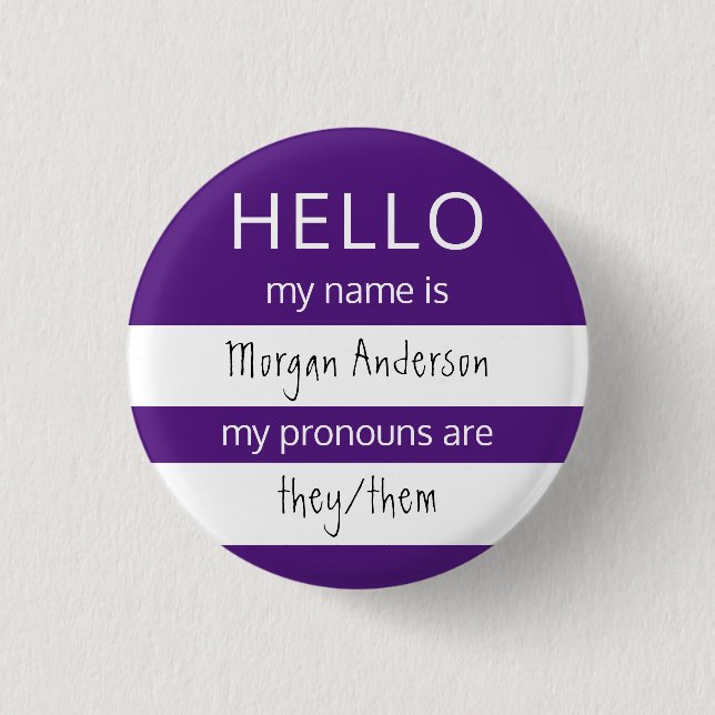 HELLO Name and Pronouns Badge (Front)