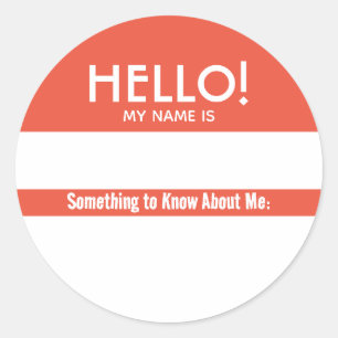 Hello Name Tag Something to Know About Me