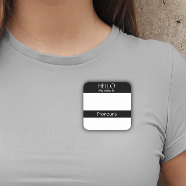Hello Name Tag Sticker Badge Pronouns are (Creator Uploaded)