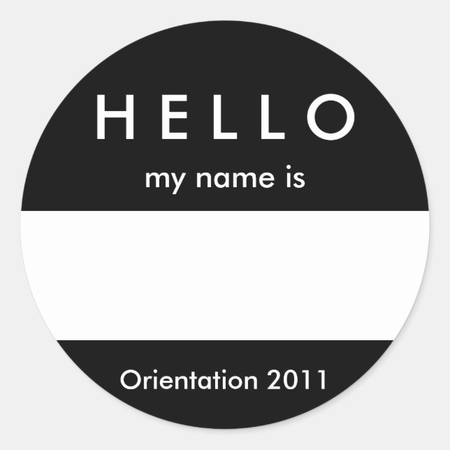 Hello Name Tag Sticker Customise Colour and Messag (Front)
