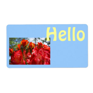 Hello Name tags custom Red Roses Personalise