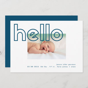 hello navy blue white modern simple minimalistic announcement
