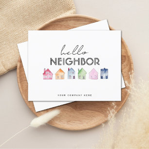 Hello Neighbour Colourful Houses Realty Promo Postcard