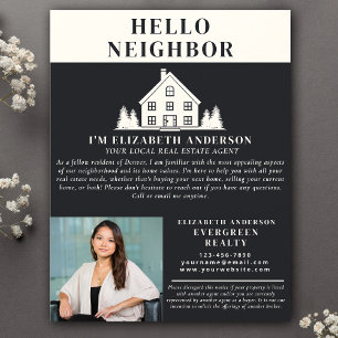 Hello Neighbour Grey Rustic Real Estate Agent Phot Flyer