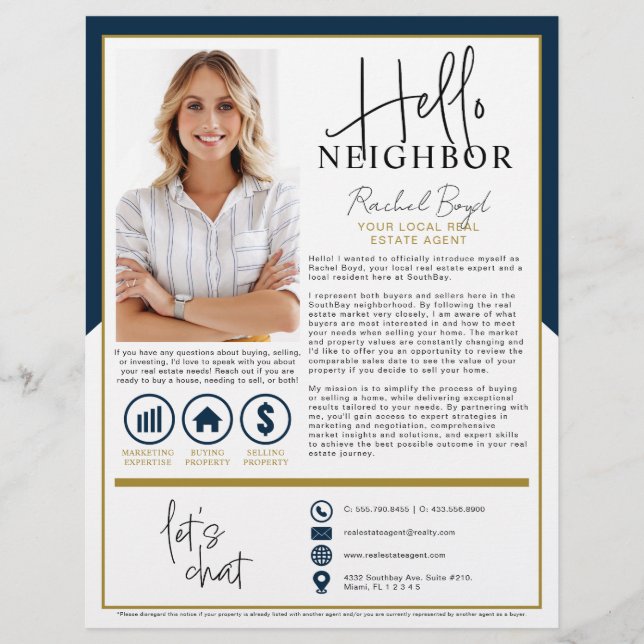 Hello Neighbour Realtor Agent Introduction Letter Flyer (Front)