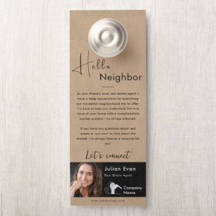 Hello Neighbour Rustic Brown Real Estate Farming Door Hanger