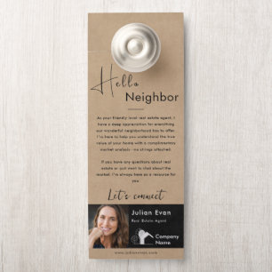 Hello Neighbour Rustic Brown Real Estate Farming  Door Hanger