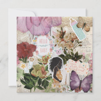 Hello New Baby! Baby Shower Flat Greeting Card