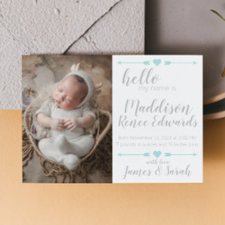Hello new baby birth announcement with photos