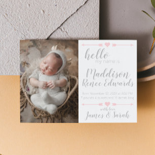 Hello new baby birth announcement with photos