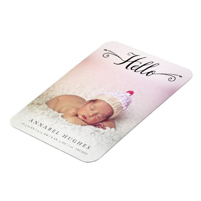 Hello New Baby Girl Boy  Personalised Photo Magnet (Left Side)