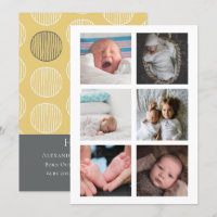 Hello New Baby Photo Personalised Yellow Grey