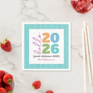 Hello New Year Bold Modern Custom Year Name Humour Napkin