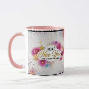 Hello New Year Glam Cinematic Floral Combo Mug