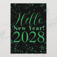 Hello New Year! New Year's Eve Green Black Sparkle