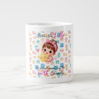 Hello newest member of family patterns cat custom large coffee mug