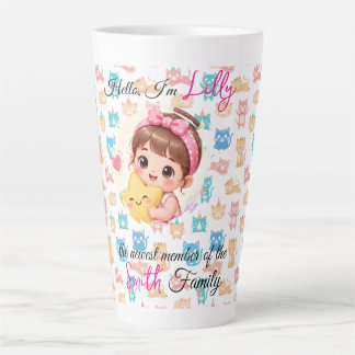 Hello newest member of family patterns cat custom latte mug