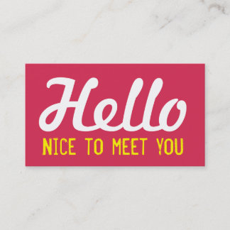 "HELLO Nice to meet you" Magenta Grunge Font Business Card