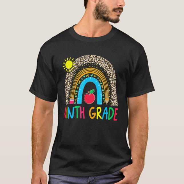 Hello Ninth Grade Team 9th Back To School Rainbow  T-Shirt (Front)