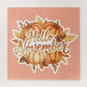 Hello November -  Cozy Fall Design Jigsaw Puzzle
