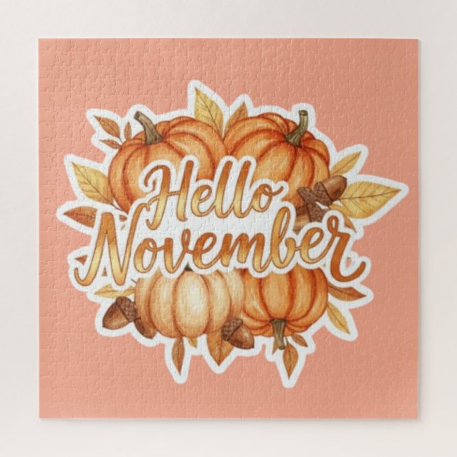 Hello November -  Cozy Fall Design Jigsaw Puzzle (Vertical)